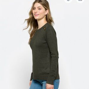 Pink Clover Dark Gray Crewneck Sweater with Button Detail Size XL